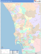 Greater San Diego Metro Area Digital Map Color Cast Style